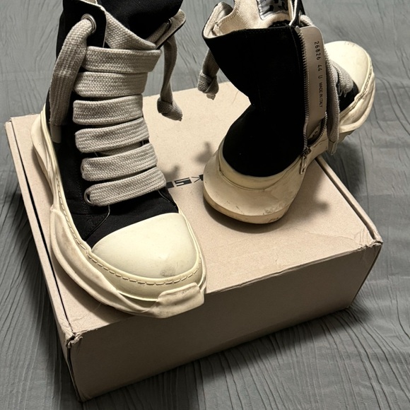 Rick Owens Black and White High-Top Sneakers